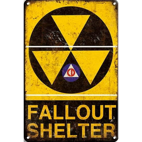 CN-Tin Sign Fallout Shelter Vintage Look Metal Tin Sign, Metal Wall Signs Tin Plaques 8 X 12 Inch Bar Kitchen Home Man Cave Bedroom Lounge Dining Room Kitchen Coffee Bar Gifts