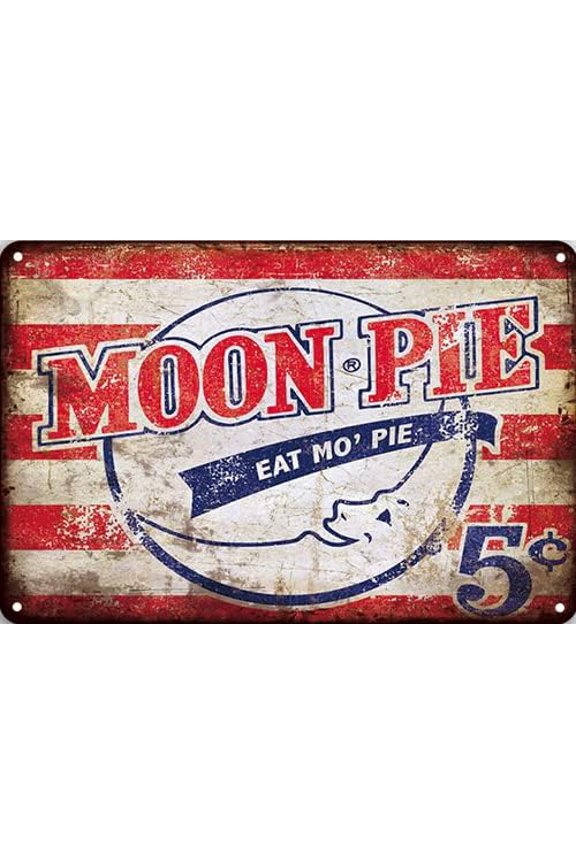 CN-Tin Sign Food Moonpie Eat Delicious Moonpie, Metal Wall Signs Tin Plaques 8 X 12 Or 12 X 16 Inch Bar Kitchen Home Man Cave Bedroom Lounge Dining Room Kitchen Coffee Bar Gifts