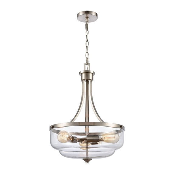 CN320342-Thomas Lighting-3 Light Large Pendant-Brushed Nickel Finish -Traditional Installation