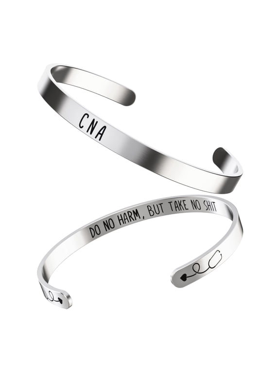 CNA Bracelet Certified Nurse Assistant CNA Gift - Stainless Steel Bangle- Inspirational Mantra Daily Reminder