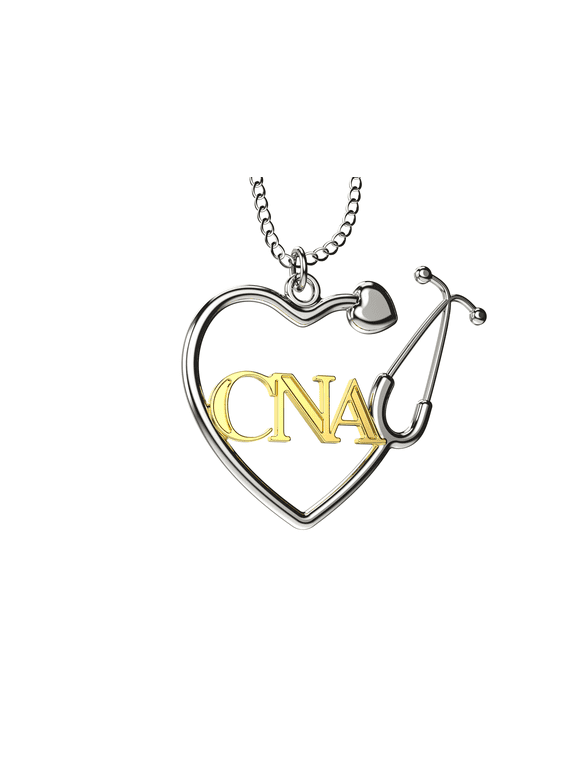 CNA Certified Nurse Assistant Stethoscope Heart Necklace, CNA Gift, CNA Pendant