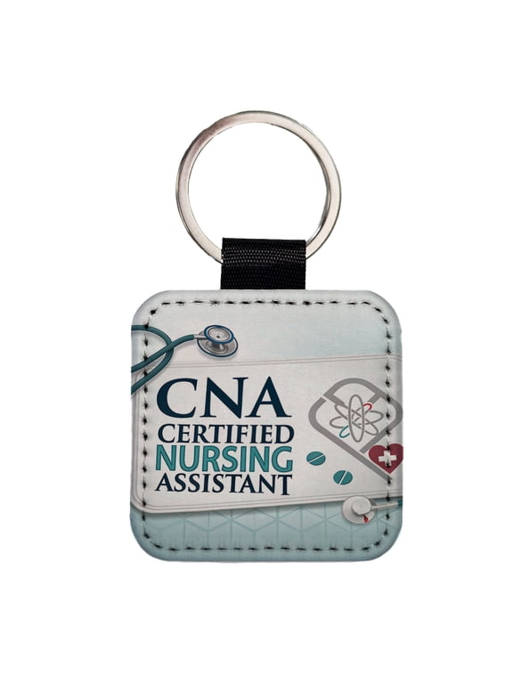 CNA Certified Nursing Assistant Medical Hospital Faux Leather Square Keychain