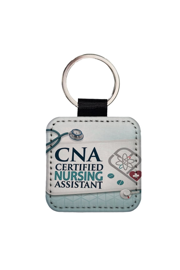 CNA Certified Nursing Assistant Medical Hospital Faux Leather Square Keychain