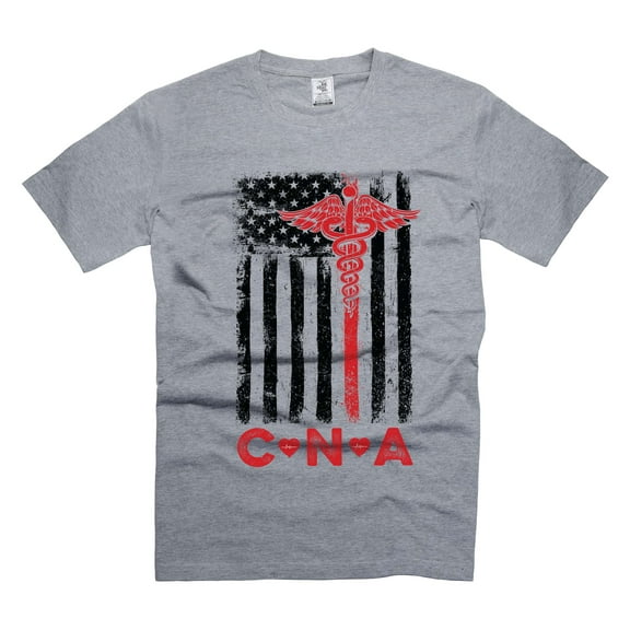 CNA Flag Shirt American CNA Shirt Certified Nursing Assistant Shirt Nurse Funny Shirts Gift For Her (Medium Grey)