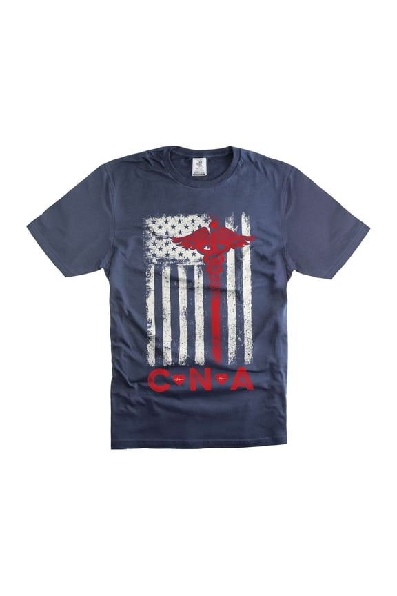 CNA Flag Shirt American CNA Shirt Certified Nursing Assistant Shirt Nurse Funny Shirts Gift For Her (X-Large Navy Blue)