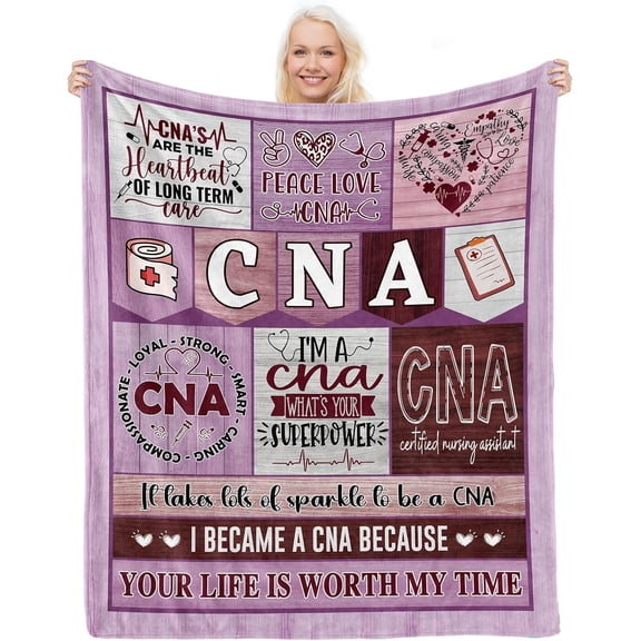 CNA Gift- Gifts for CNA Week Blanket 60x50in- Certified Nursing Assistant 2025 Appreciation Gift for Women