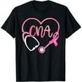 thumbnail image 1 of CNA Heart Stethoscope Pink Ribbon Breast Cancer Awareness T-Shirt, 1 of 4