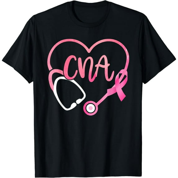 CNA Heart Stethoscope Pink Ribbon Breast Cancer Awareness T-Shirt