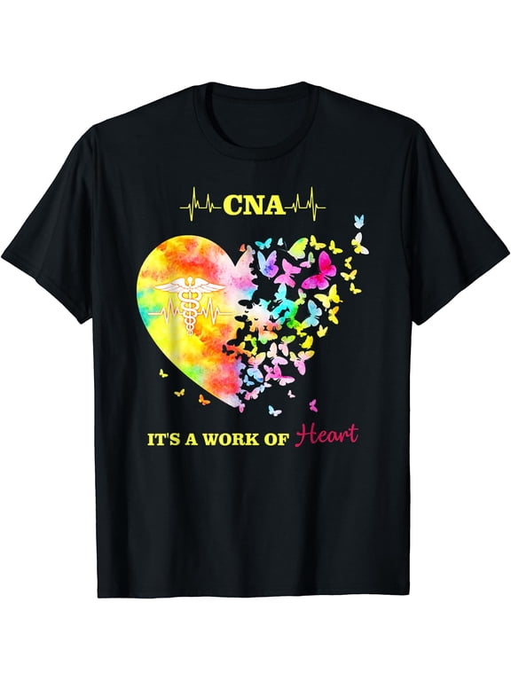 CNA It's A Work Of Heart Butterfly Nurse T-Shirt