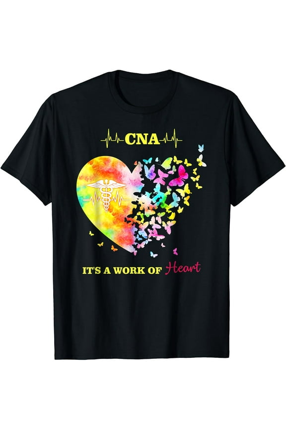 CNA It's A Work Of Heart Butterfly Nurse T-Shirt