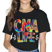 CNA LIFE 3D leopard print color font black T-shirt