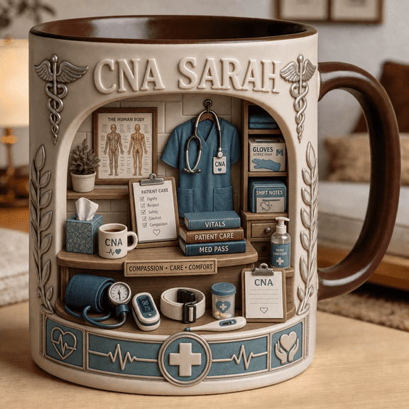 Cna Ceramic Coffee Mugs Personalized Nursing Assistant Gift for Medical Office, Care Team 11 oz 15 oz