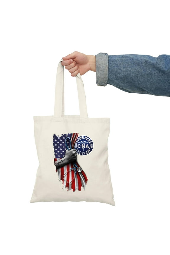 CNA Nurse American Flag Healthcare Worker Patriotic Medical Unisex Tote Bag