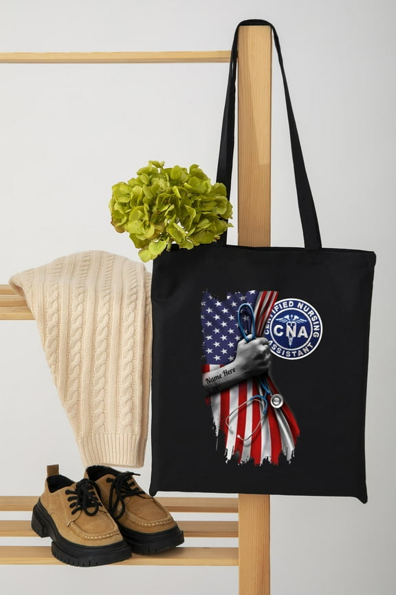 CNA Nurse American Flag Healthcare Worker Patriotic Medical Unisex Tote Bag