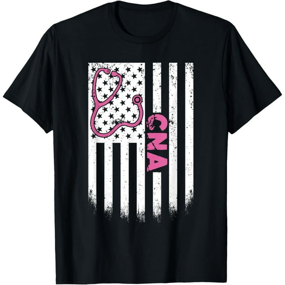 CNA Nurse American flag USA Stethoscope RN Patriotic T-Shirt