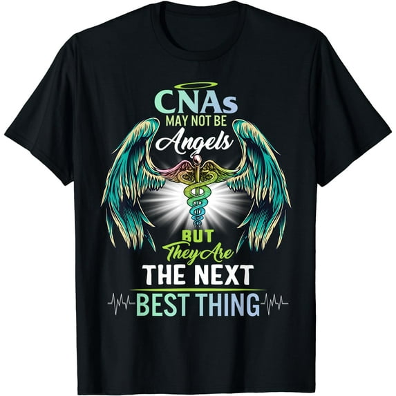 CNA Nurse For Women Angels Nursing School Nurses Week Mother T-Shirt Black 4X-Large