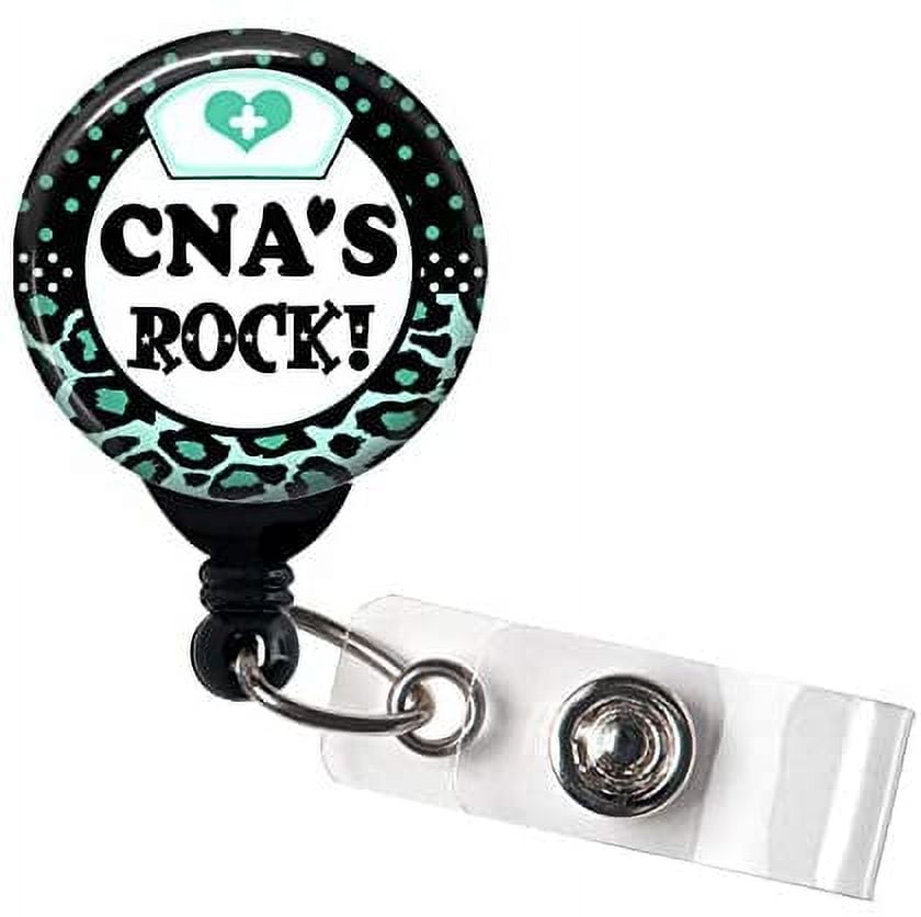 CNA's Rock Leopard Print - Retractable Badge Reel with Swivel Clip and Extra -Long 34 inch Cord - Badge Holder 