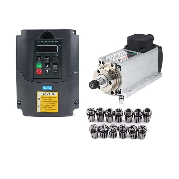 CNC 1.5kw 220/110 Air-Cooled Spindle Kit 1500W Square Air Cooling Spindle Motor + 1.5KW VFD Inverter + 13pcs/Set ER11