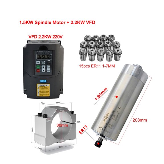 CNC 2.2KW 1.5KW Frequency Converter VFD Variable Frequency Driver Inverter 800W 1500W 2200W Spindle Motor ER11 ER20 Chuck ,Enough Power