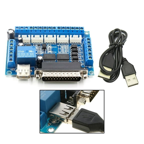 CNC Adapter Breakout Board Compatible with MACH3, Spindle Switch and Speed Control, 12-24V Input