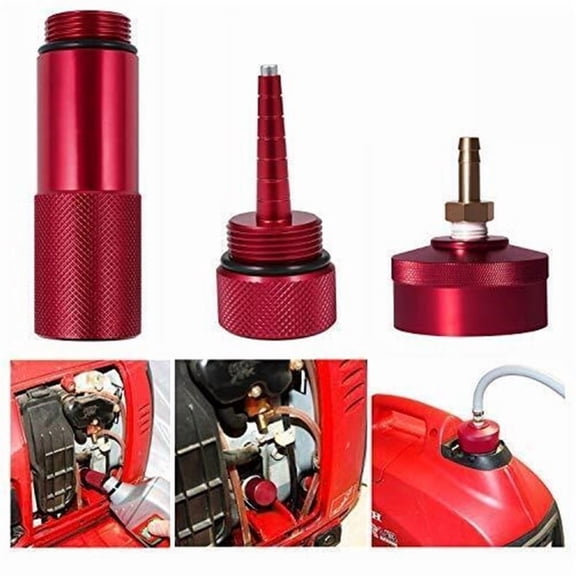CNC Billet Aluminum Gas Cap Kit For Honda EU2200i, Extended Run with Brass Connector, Magnetic Dipstick Captures Metal Particles, Thread-In Oil Funnel, 1-Pack