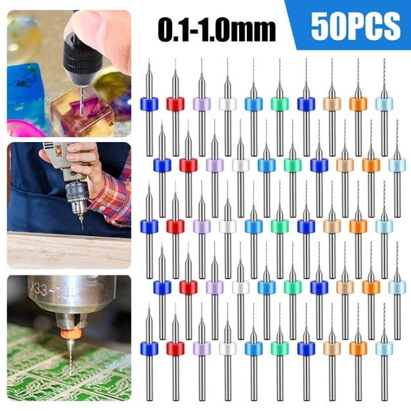 CNC Engraving 0.1-1.0mm 50-Piece Micro PCB Drill Bits Kit for Printed Circuit Board