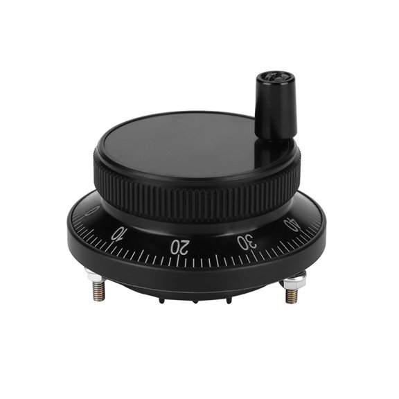 CNC Hand Wheel Encoder 60mm Aluminum Pulse Input Device 100 Stop Positions Black