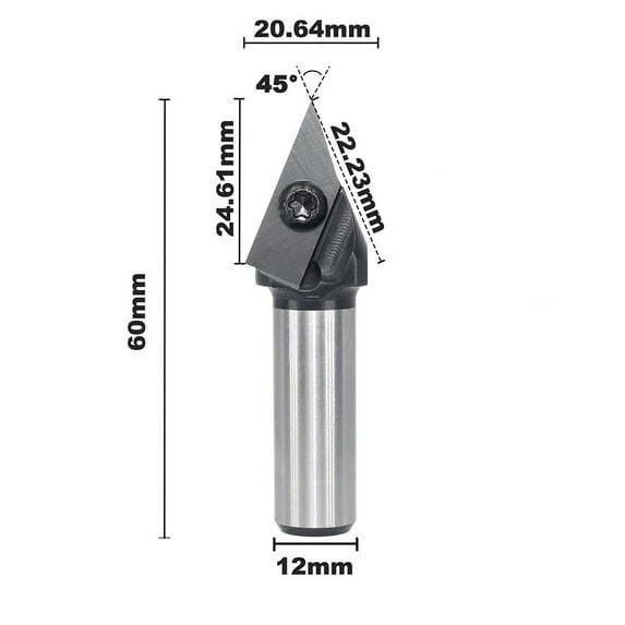 CNC Insert V-Groove Slotting Router Bit 45 Degree V Bit 1/4" 1/2" 6mm Shank Woodworking Chamfering 3D Engraving Milling Cutters