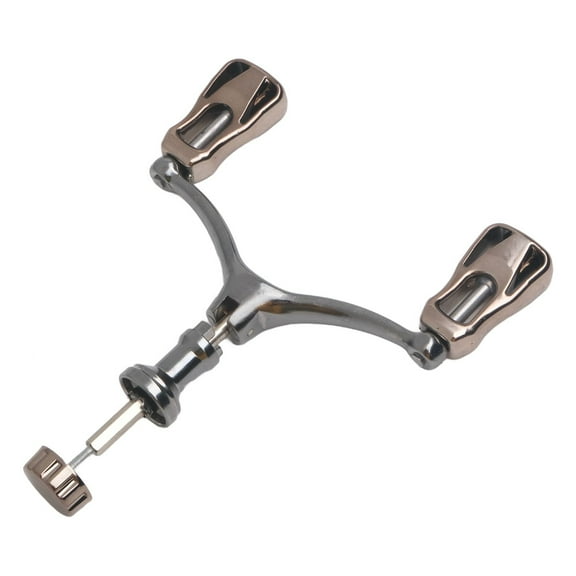 CNC Metal Fishing Reel Handle Double Crank Foldable Rocker Arm Hollow Grip Replacement Part For Reels Left Right(Sliver)