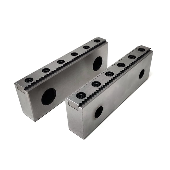CNC Milling Steel Vise Hard Jaw, 6 Wide, Serrated W/ 0.100 Replaceable Teeth