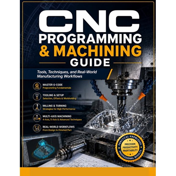 CNC Programming & Machining Guide: Tools, Techniques, and Real-World Manufacturing Workflows, (Paperback)