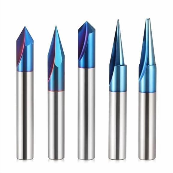 CNC Router Bit 1/4'' Shank, 5PCS Wood Carving Bits Set, 15 Detail Carving Liner 20 Profile Bit 30 60 90 V Groove Router Bit, 2'' Long CNC Milling Cutter End Mill Bits$$Tools & Hardware Other