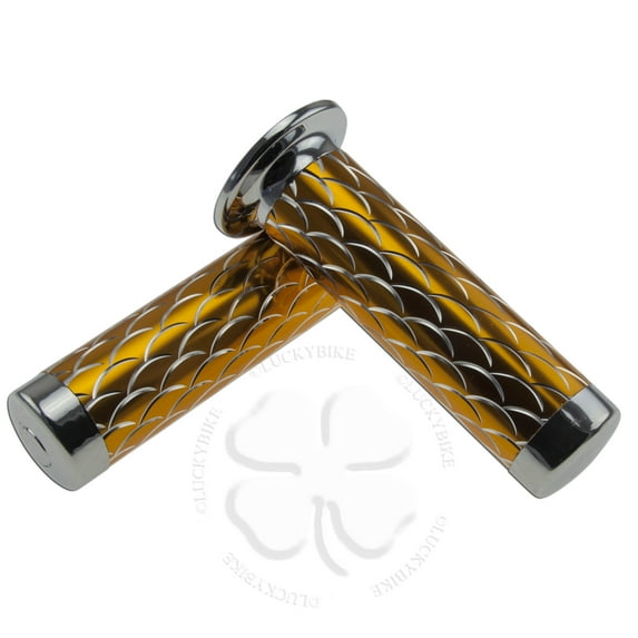 CNC Scale Hand Grip 7/8" Gold Universal Gel Handle Bar 22mm Left Right Front