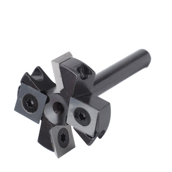CNC Spoilboard Surfacing Router Bit 8mm Shank, 1 1/2 Inch Cutting Diameter, 4 Flute Carbide Insert Cutter for Wood Slab Flattening, Planing and Grooving