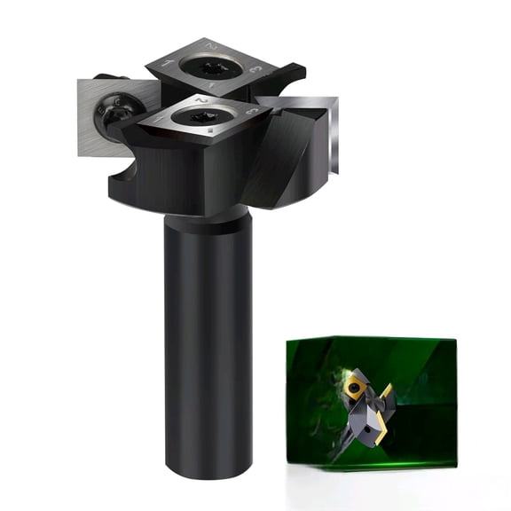 CNC Spoilboard Surfacing Router Bits 1/2'' Shank, 1-1/2'' Cutting Diameter 2+2 Knife Design Slab Flattening Router Bit CNC Router Flattening Bit Planers Woodworking Tools