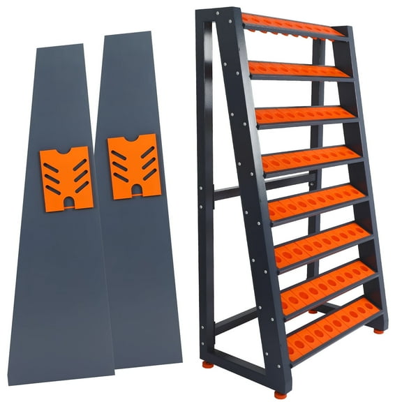 YEAHIBABY Workshop Tool Organizer - 8-Row Cnc Tool Keeper, Elegant Design, Cold Rolled Steel, Orange