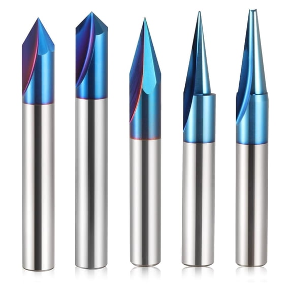 CNC Wood Carving Router Bits Set 5 Pcs 1/4 Inch Shank Tungsten Carbide ...