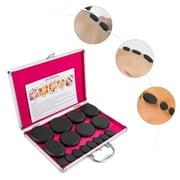CNCEST 16PCS Hot Massage Stone Volcanic Stones Kit Rock SPA Oiled Massager Machine W/Box