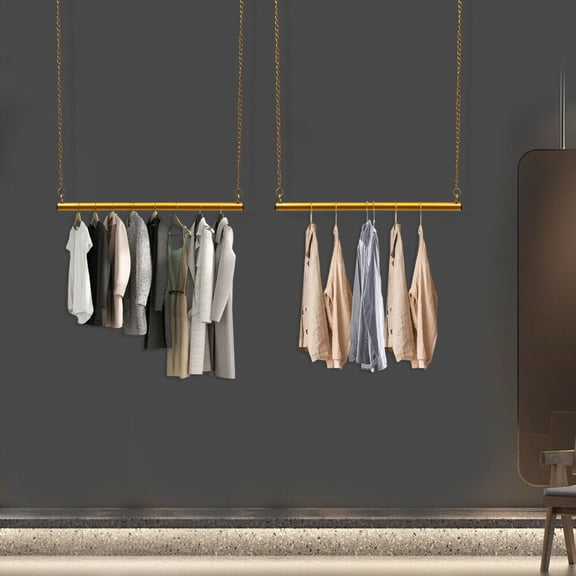 CNCEST 2pcs Clothes Shop Display Rack Metal Pipe Ceiling Hanger Hanger Garment Shelf