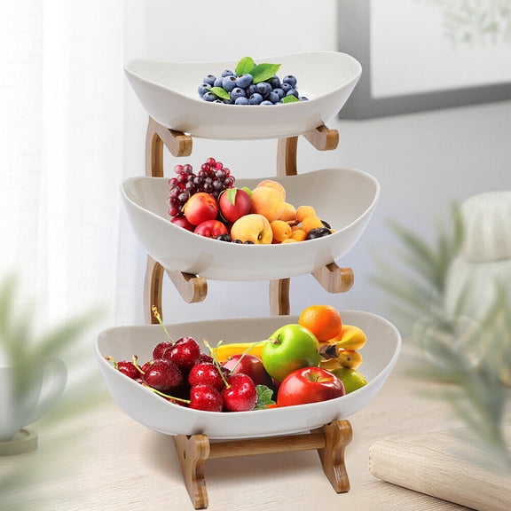 CNCEST 3-Layer3 Tier Fruit Basket Bowl Storage Holder Stand Kitchen Vegetable Snacks Organizer Vegetables Storage Stand for Kitchen
