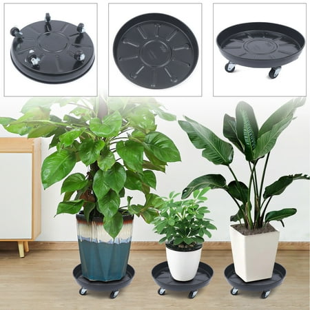 CNCEST 3 Pack Movable Plant Caddy W/ Wheels Plant Dolly Rolling Flower Pot Planter Tray