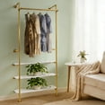 thumbnail image 1 of CNCEST 3 Shelfs Freestanding Garment Rack Gold Metal Clothes Display Stand Golden, 1 of 9