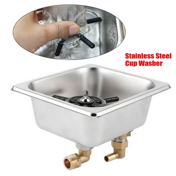 CNCEST 304 Stainless Steel Large Automatic Coffee Cup Rinser Glass Cleaner Bar Beer Pitcher Washer Set