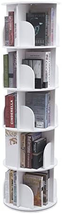 CNCEST 360° Rotating Bookshelf,5 Tier Revolving Bookcase Organizer,360 ...