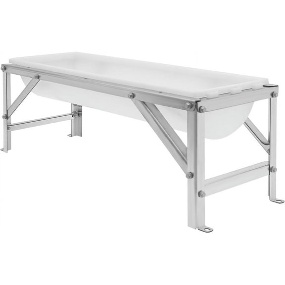 CNCEST 39" Livestock Feed Trough Large Capacity Horse Feeder Water Trough with Stand for Calves Sheep Horses Alpacas and Goats in Farm (White)