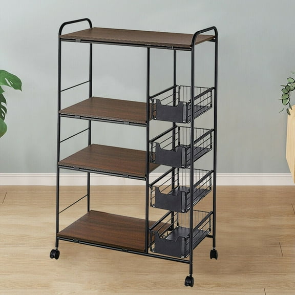 4 Tier Kitchen Storage Cart Microwave Oven Rack Utility Workstation Stand Shelf