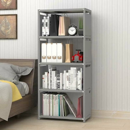 CNCEST 4 Tier Ladder Bookcase Storage Rack Bookshelf Bookcase Clothes Toys Storage Organizer Standing Shelving Rack