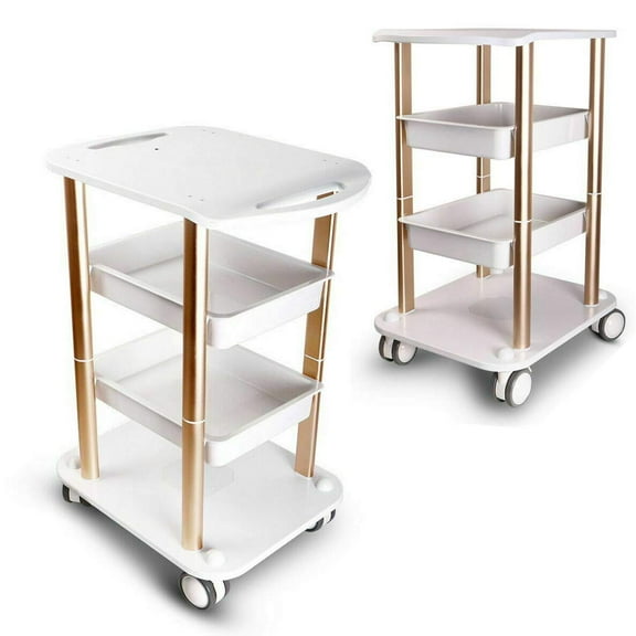 CNCEST 4-Tier Rolling Cart Stand with Wheels Beauty Salon Tray Rolling Trolley Cart