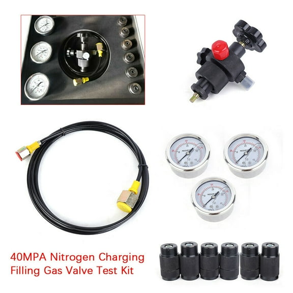 CNCEST 400Bar Hydraulic Accumulator Nitrogen Charging Gas Valve Fill Pressure Test Kit