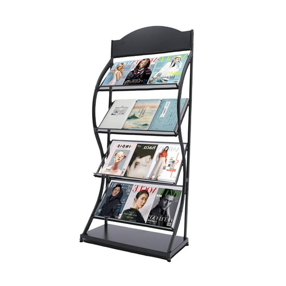 CNCEST 4Tier Portable Metal Magazine Rack Storage Shelf Stand Bookshelf Display Holder